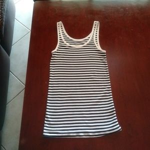 Womens white and dark blue stretchy tank top